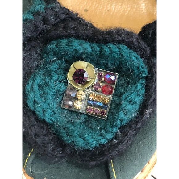 Kurt Geiger London Boho Crotchet Trim Velvet Wedge Heels Shoes - Picture 3 of 10